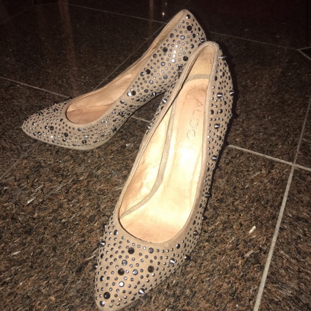 Aldo Beige Studded Heels